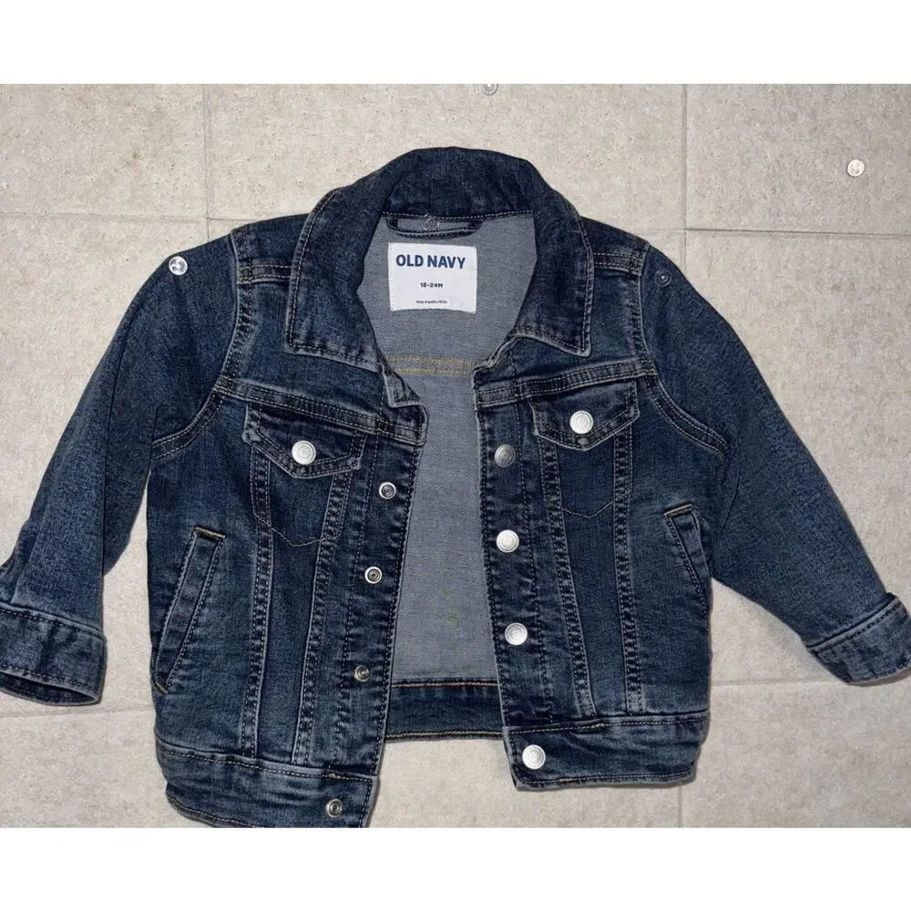 Baby Denim Jean Jacket Size 18-24 Months By Old Navy w/ Snaps EUC CUTE!!